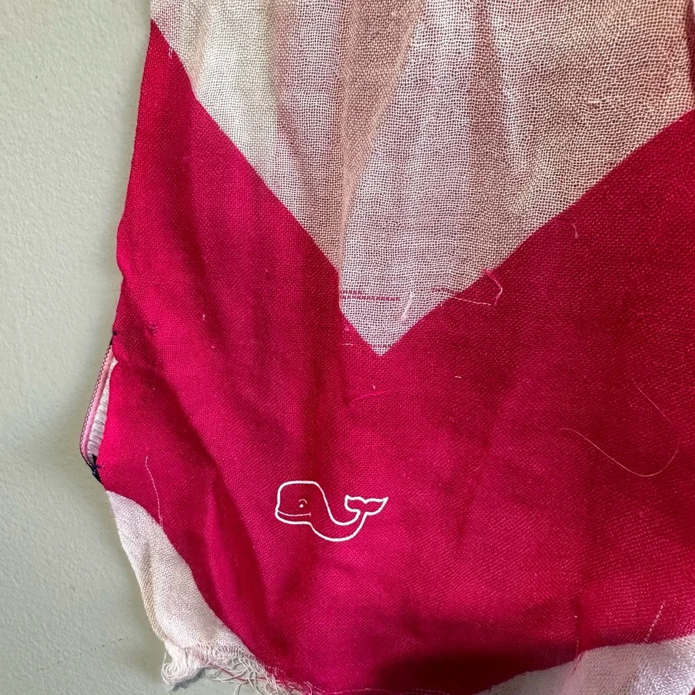 Vineyard Vines Pink & White Chevron Print Scarf